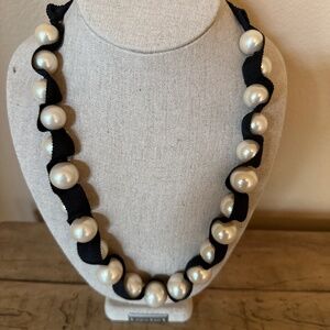 Pearl and ribbon necklace